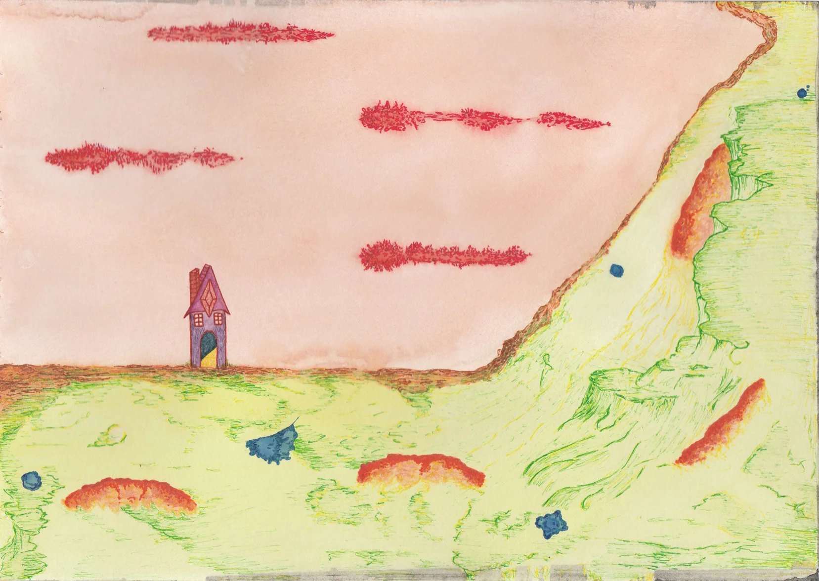 Landline, handmade print by Luana Tabbara